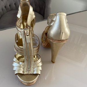 Michael Kors gold platform heels